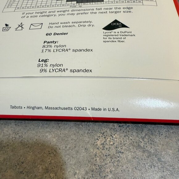 Talbots Microfiber Opaque Control Top Pantyhose Lycra 3D 60 Denier Sz A Seashell - Picture 5 of 10